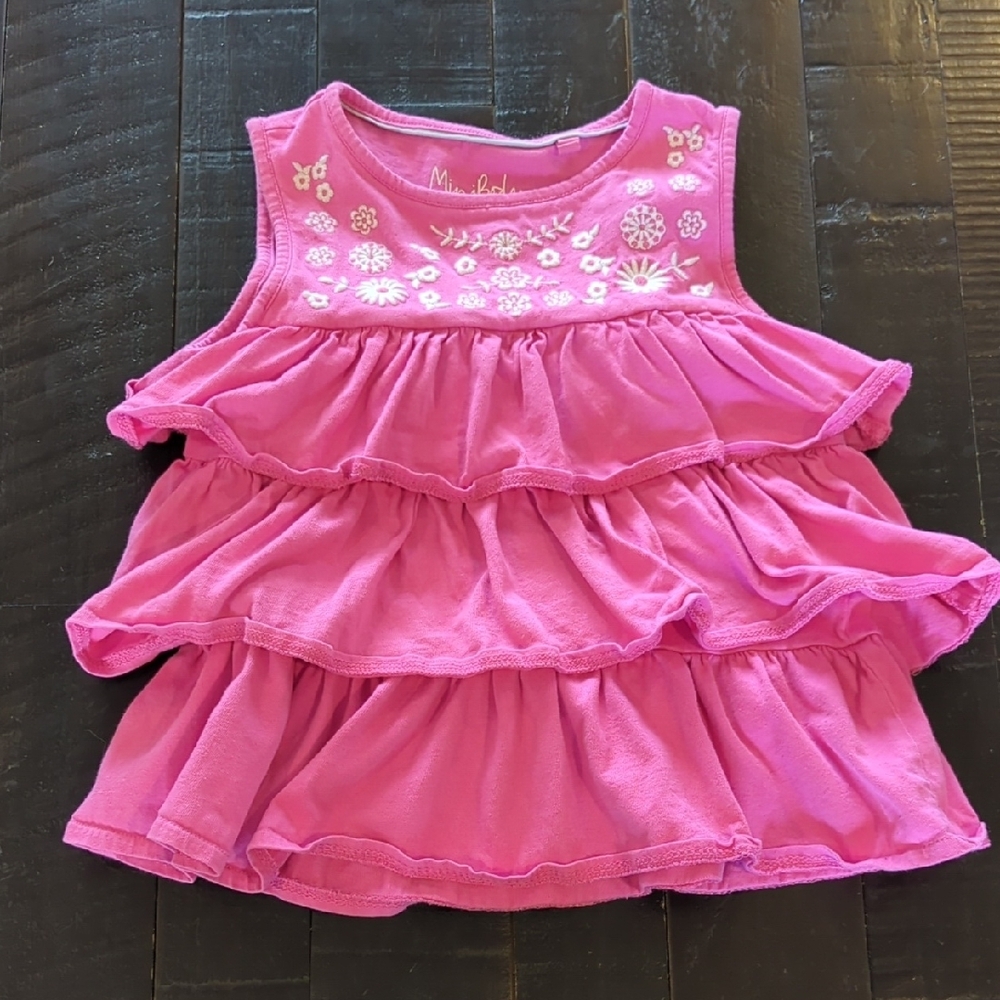 Mini Boden Pink Ruffle Tank Top